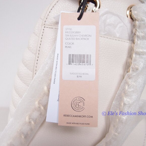 NWT Rebecca Minkoff Julian Mini Quilted Leather Backpack Pearl Off White AUTHNTC main image 10